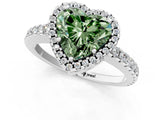 White gold Fancy Green Heart Cut Diamond Halo Engagement Ring with Pavé Band and Prong Setting_40