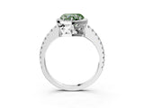 White gold Fancy Green Heart Cut Diamond Halo Engagement Ring with Pavé Band and Prong Setting_42