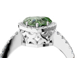 White gold Fancy Green Heart Cut Diamond Halo Engagement Ring with Pavé Band and Prong Setting_43