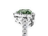 White gold Fancy Green Heart Cut Diamond Halo Engagement Ring with Pavé Band and Prong Setting_44