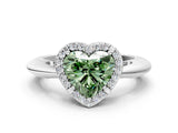 White gold Fancy Green Heart  Cut Diamond Halo Engagement Ring with Split Shank and Four-Prong Setting_29