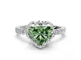 White gold Fancy Green Heart Cut Diamond Halo Pave Band with Four-Prong Setting_3