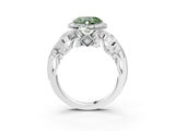 White gold Fancy Green Heart Cut Diamond Halo Ring with Milgrain Pavé Band and Four-Prong Setting_32