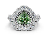 White gold Fancy Green Heart Cut Diamond Halo Ring with Pavé Band and Four-Prong Setting_29