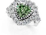 White gold Fancy Green Heart Cut Diamond Halo Ring with Pavé Band and Four-Prong Setting_30