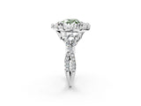 White gold Fancy Green Heart Cut Diamond Halo Ring with Pavé Band and Four-Prong Setting_31