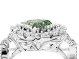 White gold Fancy Green Heart Cut Diamond Halo Ring with Pavé Band and Four-Prong Setting_33