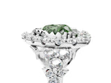White gold Fancy Green Heart Cut Diamond Halo Ring with Pavé Band and Four-Prong Setting_34