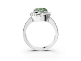 White gold Fancy Green Heart Cut Diamond Halo Ring with Pavé Band and Prong Setting_15