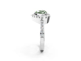 White gold Fancy Green Heart Cut Diamond Halo Ring with Pavé Band and Prong Setting_2