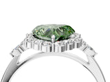 White gold Fancy Green Heart Cut Diamond Halo Ring with Pear Side Stones and Prong Setting_45