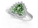 White gold Fancy Green Heart  Cut Diamond Halo Ring with Round Brilliant Halo and Solitaire Band_1