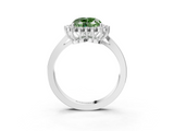 White gold Fancy Green Heart  Cut Diamond Halo Ring with Round Brilliant Halo and Solitaire Band_3