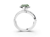 White gold Fancy Green Heart Cut Diamond Halo Ring with Round Split Shank and Prong Setting_15