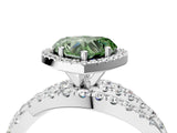 White gold Fancy Green Heart Cut Diamond Halo Ring with Round Split Shank and Prong Setting_16