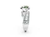 White gold Fancy Green Heart Cut Diamond Halo Ring with Round Split Shank and Prong Setting_20