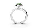 White gold Fancy Green Heart Cut Diamond Halo Ring with Round Split Shank and Prong Setting_21