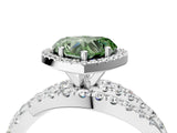 White gold Fancy Green Heart Cut Diamond Halo Ring with Round Split Shank and Prong Setting_22