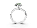 White gold Fancy Green Heart Cut Diamond Halo Ring with Round Split Shank and Prong Setting_57