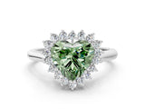 White gold Fancy Green Heart  Cut Diamond Halo Ring with Solitaire Band and Prong Setting_29