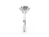 White gold Fancy Green Heart  Cut Diamond Halo Ring with Solitaire Band and Prong Setting_31