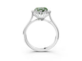 White gold Fancy Green Heart  Cut Diamond Halo Ring with Solitaire Band and Prong Setting_31