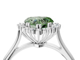 White gold Fancy Green Heart  Cut Diamond Halo Ring with Solitaire Band and Prong Setting_33