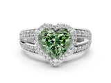 White gold Fancy Green Heart Cut Diamond Halo Ring with Split Shank Pavé Band and Four-Prong Setting_12