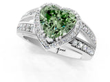 White gold Fancy Green Heart Cut Diamond Halo Ring with Split Shank Pavé Band and Four-Prong Setting_13