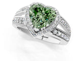 White gold Fancy Green Heart Cut Diamond Halo Ring with Split Shank Pavé Band and Four-Prong Setting_38