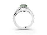 White gold Fancy Green Heart Cut Diamond Halo Ring with Split Shank Pavé Band and Four-Prong Setting_40