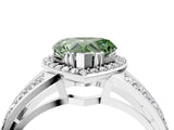 White gold Fancy Green Heart Cut Diamond Halo Ring with Split Shank Pavé Band and Four-Prong Setting_40