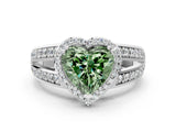 White gold Fancy Green Heart Cut Diamond Halo Ring with Split Shank Pavé Band and Four-Prong Setting_60