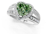 White gold Fancy Green Heart Cut Diamond Halo Ring with Split Shank Pavé Band and Four-Prong Setting_61