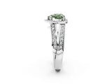 White gold Fancy Green Heart Cut Diamond Halo Ring with Split Shank Pavé Band and Four-Prong Setting_62