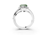 White gold Fancy Green Heart Cut Diamond Halo Ring with Split Shank Pavé Band and Four-Prong Setting_63