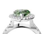 White gold Fancy Green Heart Cut Diamond Halo Ring with Split Shank Pavé Band and Prong Setting_21