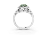 White gold Fancy Green Heart Cut Diamond Halo Ring with Split Shank and Bezel Accents and Prong Setting_3