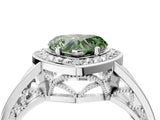 White gold Fancy Green Heart Cut Diamond Halo Ring with Split Shank and Bezel Accents and Prong Setting_4
