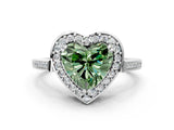 White gold Fancy Green Heart Cut Diamond Halo Ring with Split Shank and Four-Prong Setting_16