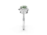 White gold Fancy Green Heart Cut Diamond Halo Ring with Split Shank and Four-Prong Setting_19