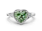 White gold Fancy Green Heart Cut Diamond Halo Ring with Tapered Band and Four-Prong Setting_19