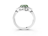 White gold Fancy Green Heart Cut Diamond Halo Ring with Tapered Band and Four-Prong Setting_22