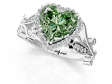 White gold Fancy Green Heart Cut Diamond Halo Ring with Vintage Split Shank and Four-Prong Setting_66