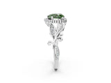 White gold Fancy Green Heart Cut Diamond Halo Ring with Vintage Split Shank and Four-Prong Setting_67