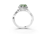 White gold Fancy Green Heart Cut Diamond Halo Ring with Vintage Split Shank and Four-Prong Setting_68