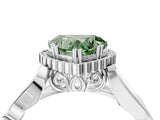 White gold Fancy Green Heart Cut Diamond Halo Ring with Vintage Split Shank and Four-Prong Setting_69