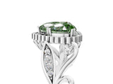 White gold Fancy Green Heart Cut Diamond Halo Ring with Vintage Split Shank and Four-Prong Setting_70