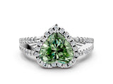 White gold Fancy Green Heart Cut Diamond Halo Split Shank Engagement Ring_74