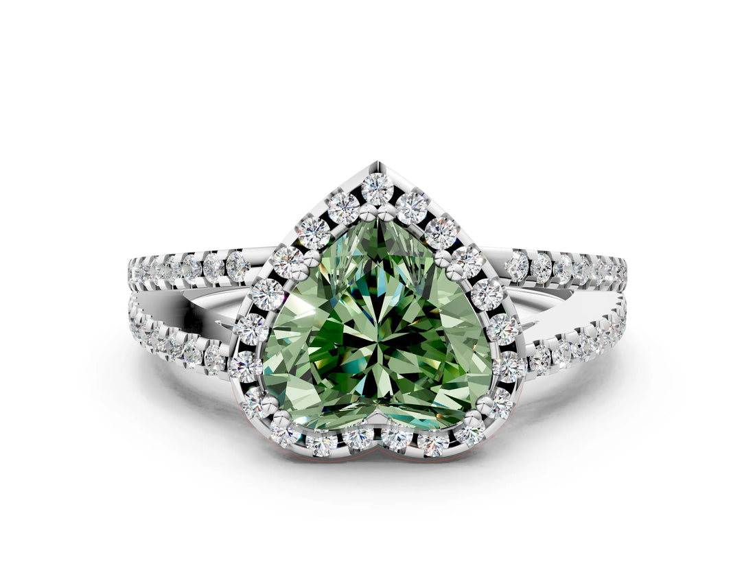 White gold Fancy Green Heart Cut Diamond Halo Split Shank Engagement Ring_75